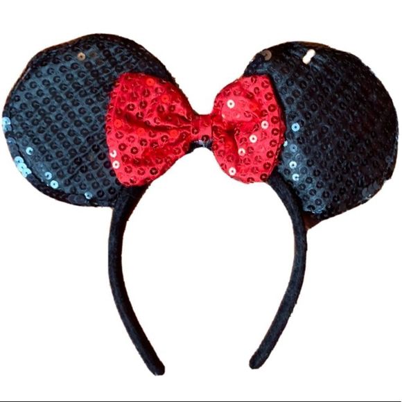 Disney Accessories - Disney Minnie Mickey Mouse Sequin Ears Headband Bow